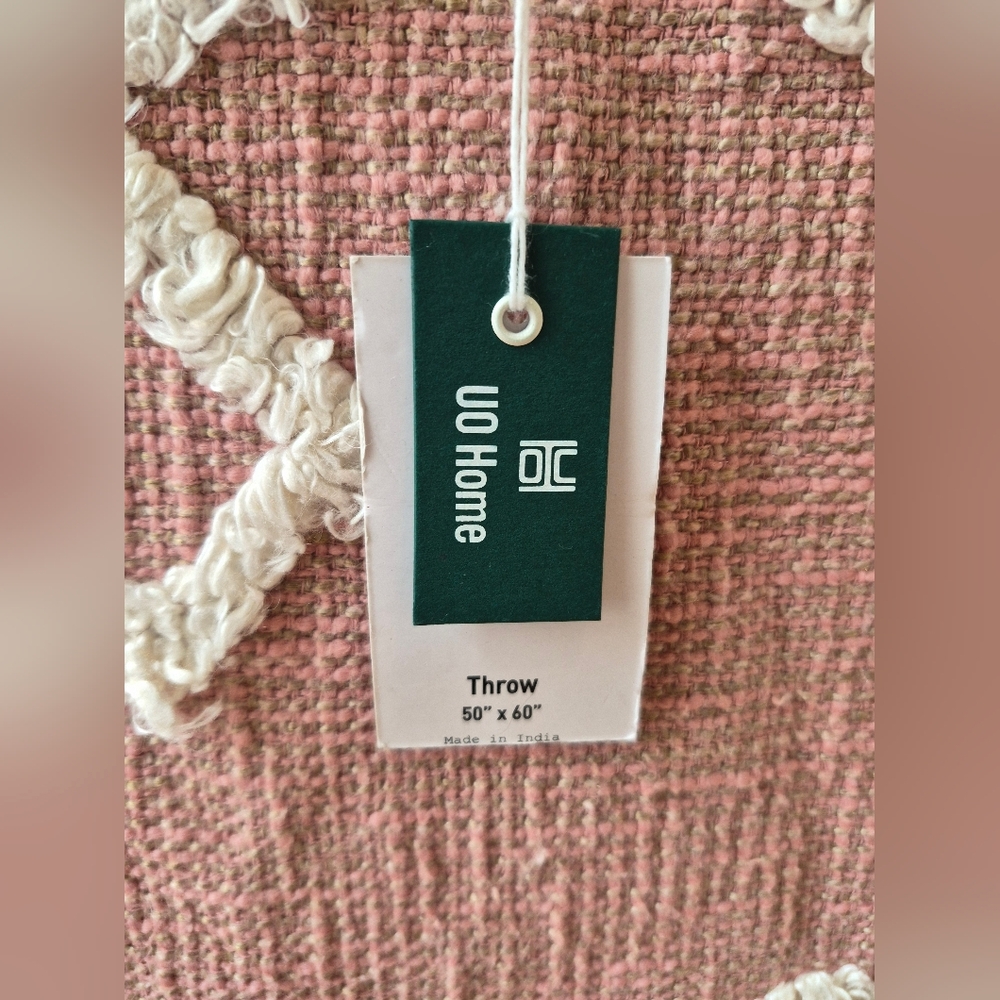 UO Home Pink and Cream Throw